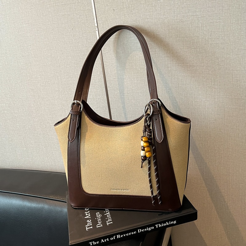 canvas--leatherette-tote-bag-with-beaded-tassel-charm