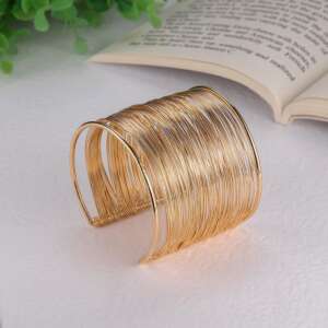 Bohemian Luxury Multi-Layer Gold Wire Cuff Bracelet – Adjustable