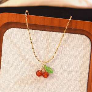 Dainty Red Cherry Pendant Necklace