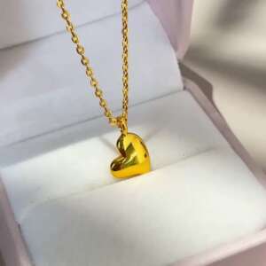 Gold 3D Puffed Heart Necklace